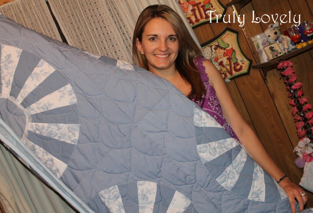 Blue Fan Wedding Quilt